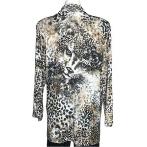 Picadilly Fashions cheetah print top w/ face med